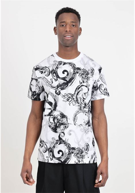 Black and White Watercolor Couture Men's T-Shirt VERSACE JEANS COUTURE | 76GAH6S0JS287003